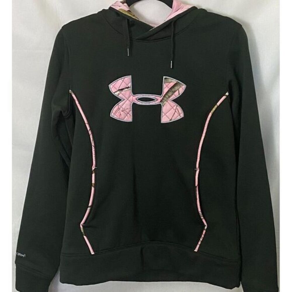 Under Armour Realtree Womens Hoodie Storm Performance Dark Green Pink Camo M